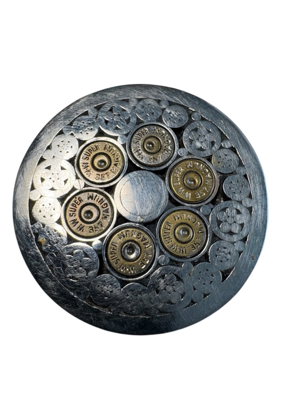 Handmade Revolver Cylinder-Themed Belt Buckle W W Super 357 MAGNUM Men’s Western